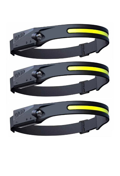 EL-61 Multi-function LED Rechargeable Headlamp - Black - Set of 3