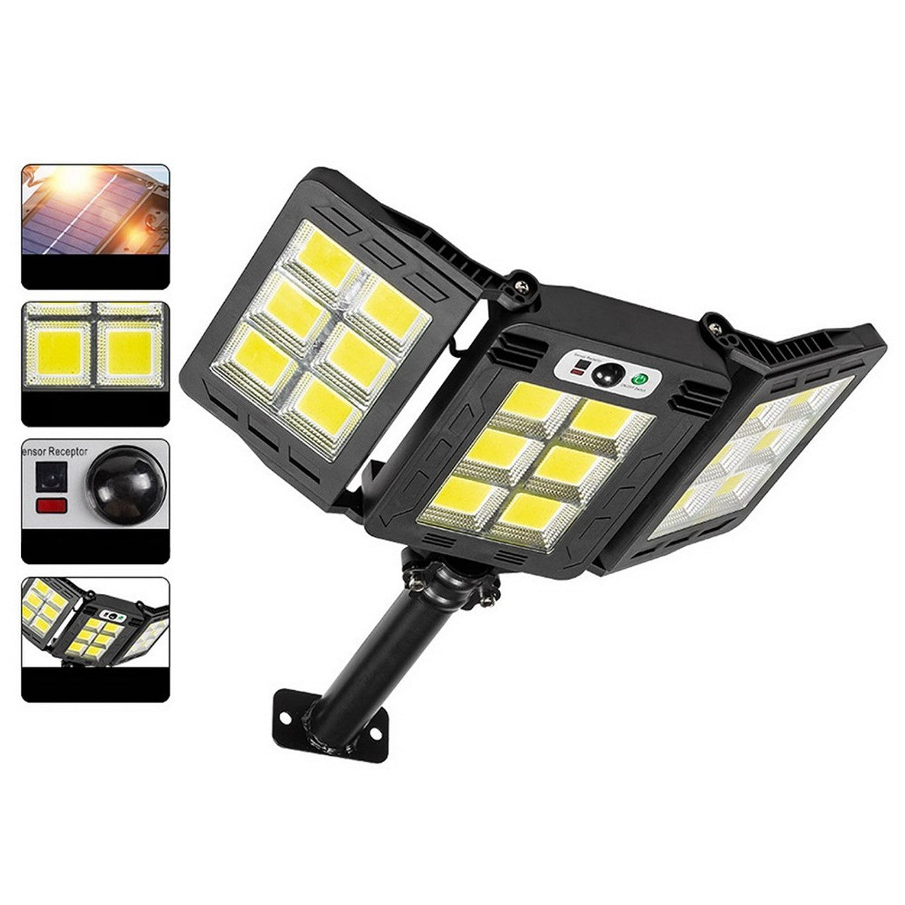 60W 3 Heads Smart Sensor Outdoor Solar Flood Light- 4 Pack