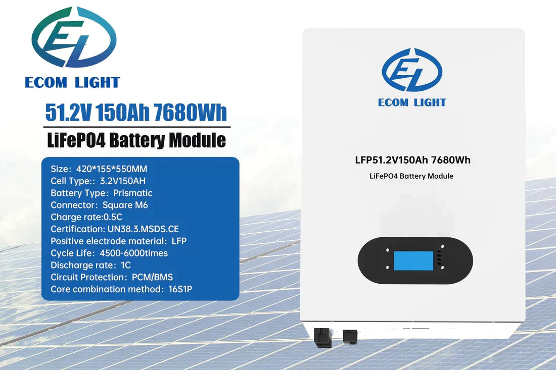 8,2KW Hybrid Solar Inverter, LiFePO4 51.2V 150Ah Battery with 8 x 550W Solar Panels - Inverter Combo