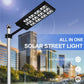 1000W Wireless Solar LED Street Light with Sensor, Remote and Pole- 2 Pack