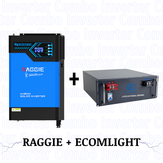 RG-MH3500W Solar inverter and LiFeP04 25.6V 100Ah 2560Wh Battery - Inverter Combo