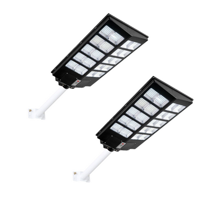 1000W Wireless Solar LED Street Light with Sensor, Remote and Pole- 2 Pack