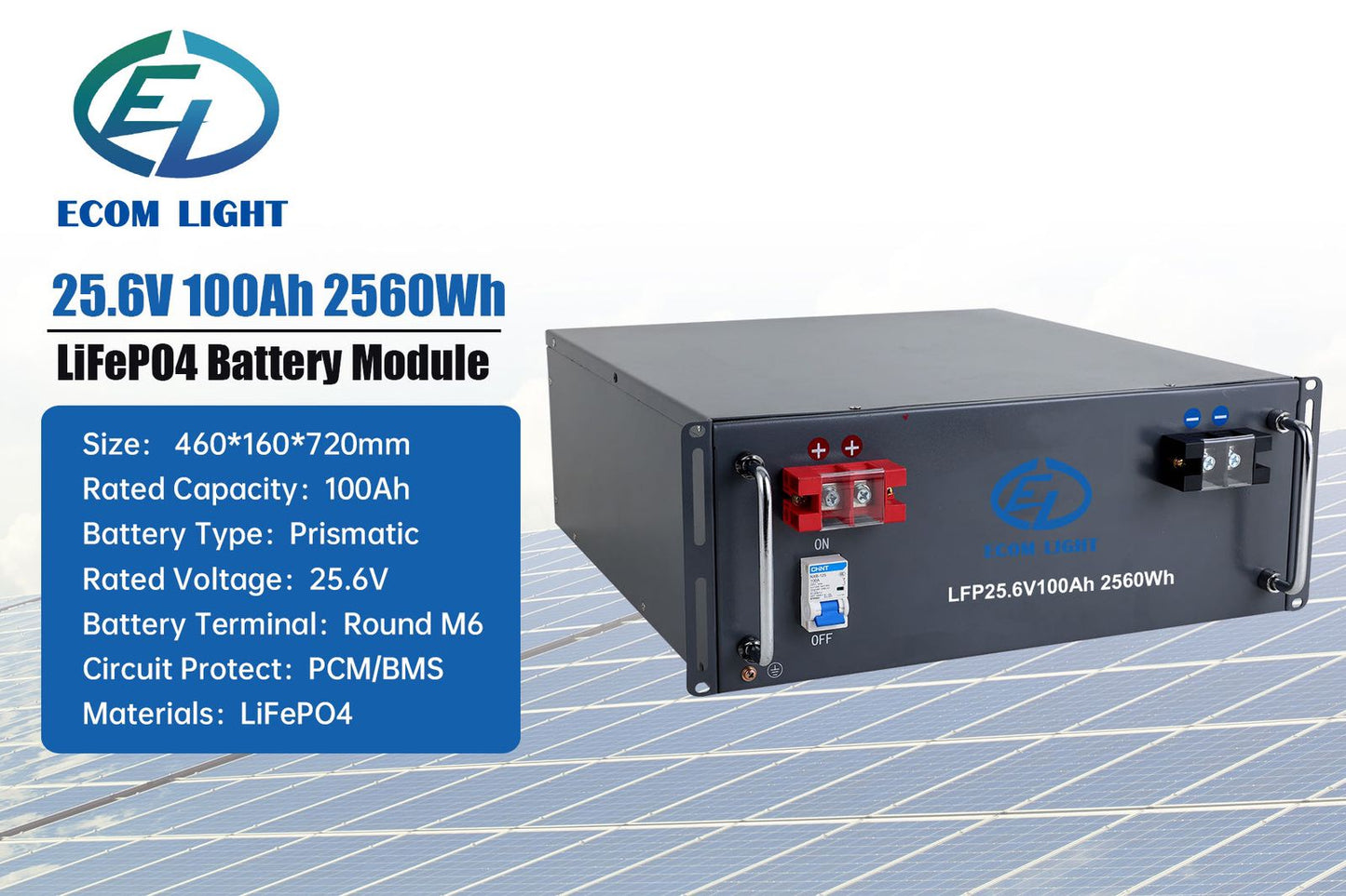 LiFeP04 25.6V 100Ah 2560Wh Battery