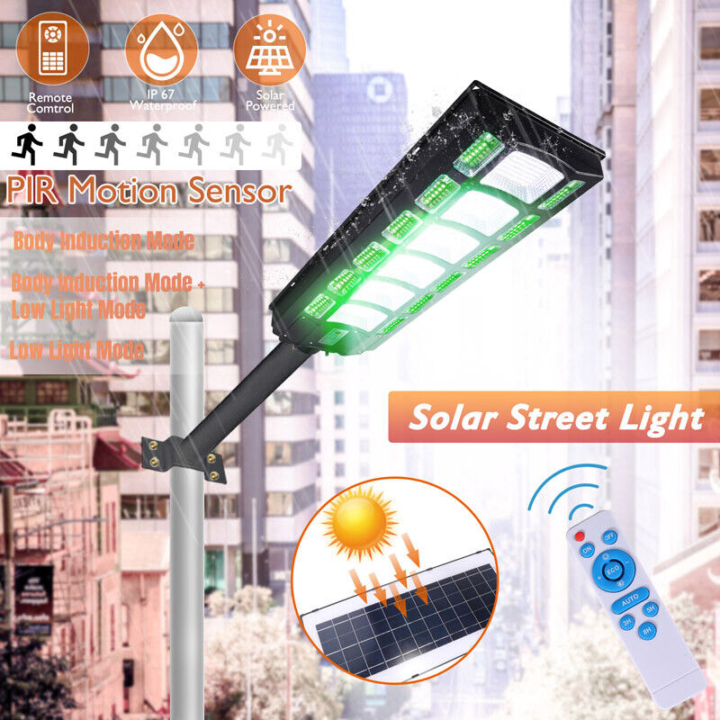 Outdoor 2 Modes Solar Street Light LED IP67 Colorful Security Road Lamp+Pole