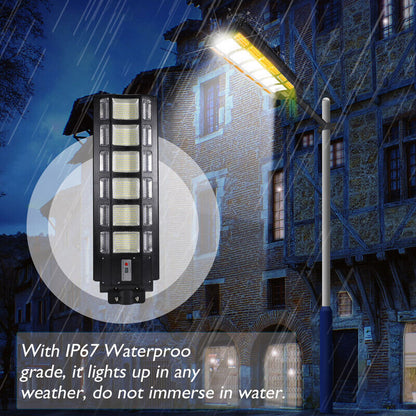 Outdoor 2 Modes Solar Street Light LED IP67 Colorful Security Road Lamp+Pole