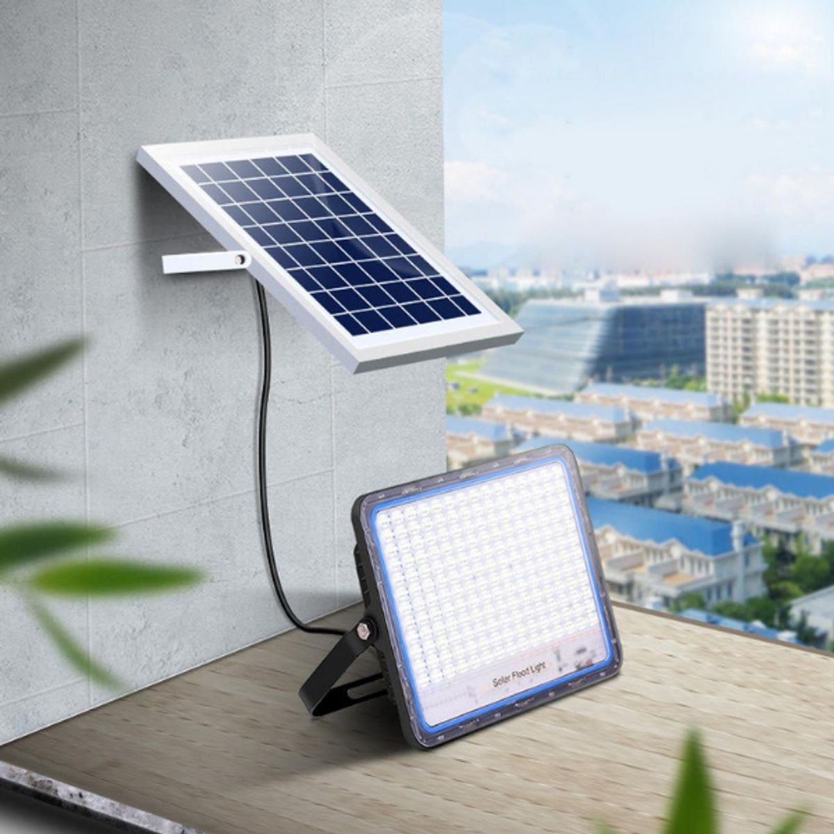 800W Solar Powered LED Flood Light With Panel & Remote-IP66