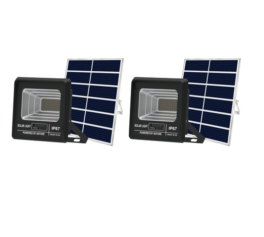 Ecomlight IP67 Solar Floodlight with Power Level Display - 200W Plus - 2 pack